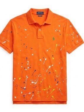 Polo by Ralph Lauren Boys Orange Paint-Splatter Polo Shirt